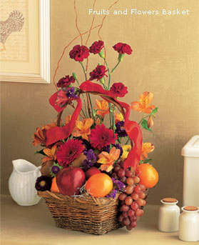 Fruit Gift Basket Sympathy Flower Arrangement