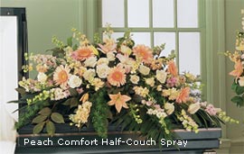 Funeral Flowers Casket Spray Peach Comfort