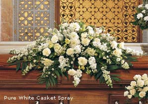 Pure White Casket Funeral Flowers